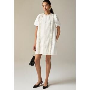 J Crew Lace Trim Pintuck Dress S NWT Lace Pleated CJ496 J.Crew Romantic